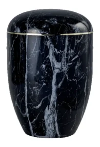 Urne in Marmoroptik schwarz